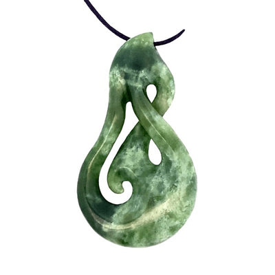 NZ pounamu greenstone twist pendant on slider cord