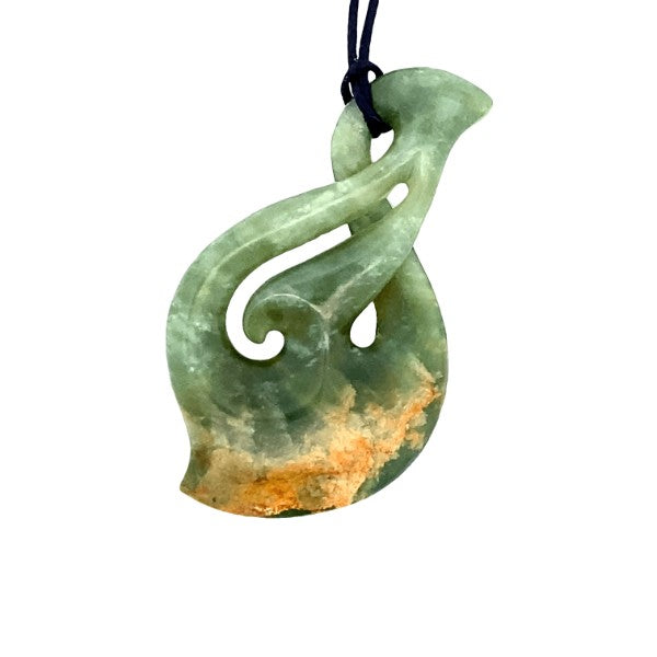 NZ pounamu greenstone twist pendant on slider cord