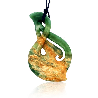 NZ pounamu greenstone twist pendant on slider cord