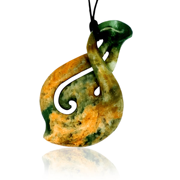 NZ pounamu greenstone twist pendant on slider cord