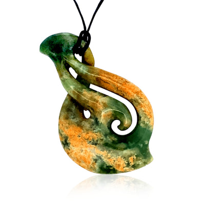 NZ pounamu greenstone twist pendant on slider cord