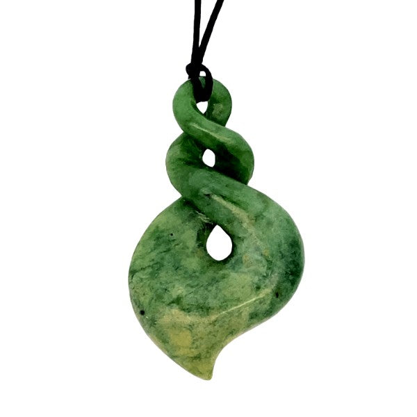 NZ pounamu greenstone twist pendant on slider cord