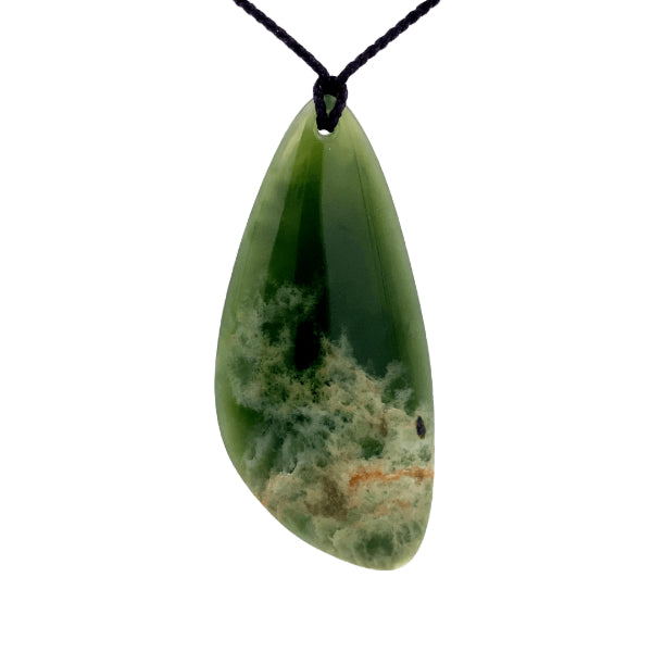 NZ pounamu greenstone flower jade drop necklace by Jayme Anderson