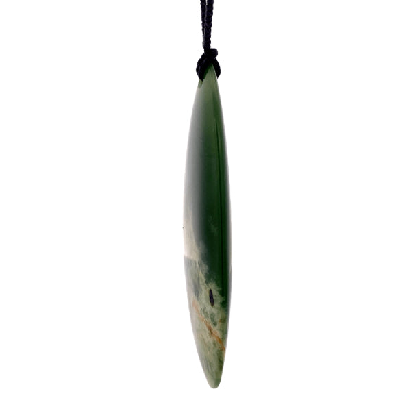NZ pounamu greenstone flower jade drop necklace by Jayme Anderson