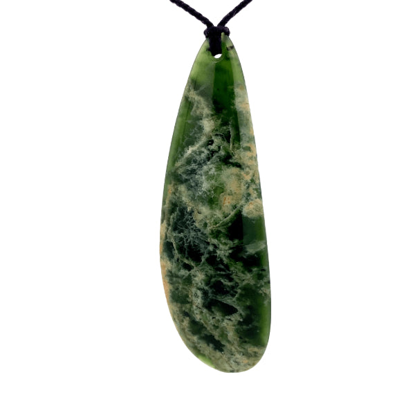 NZ pounamu greenstone flower jade freeform drop necklace