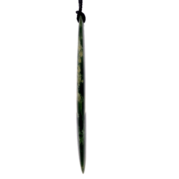 NZ pounamu greenstone flower jade freeform drop necklace