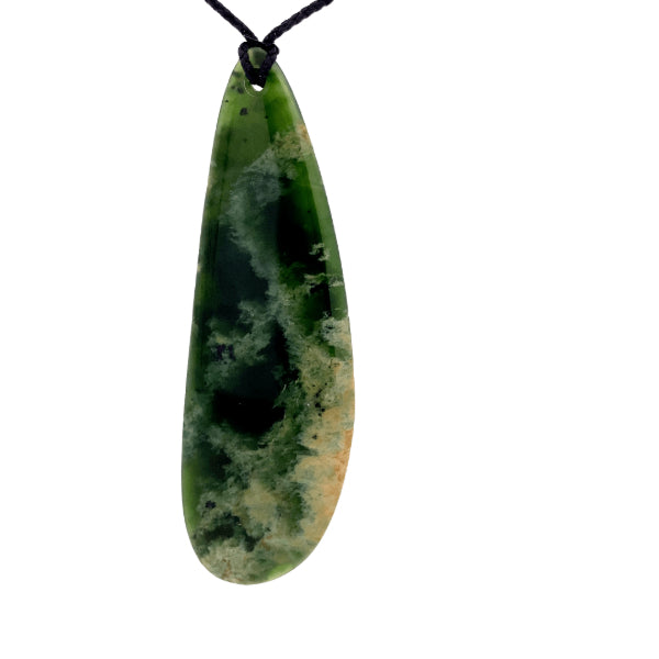 NZ pounamu greenstone flower jade freeform drop necklace