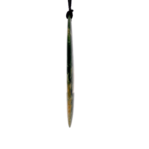 NZ pounamu greenstone flower jade freeform drop necklace