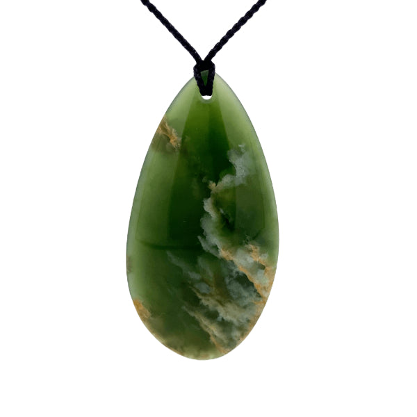 NZ pounamu greenstone drop on slider cord