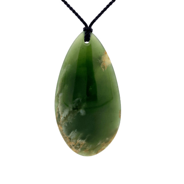 NZ pounamu greenstone drop on slider cord