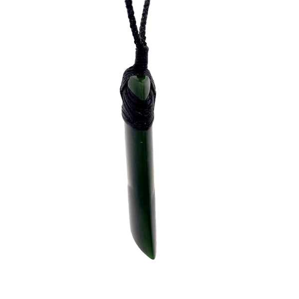 NZ pounamu greenstone polished jade toki necklace by Jayme Anderson