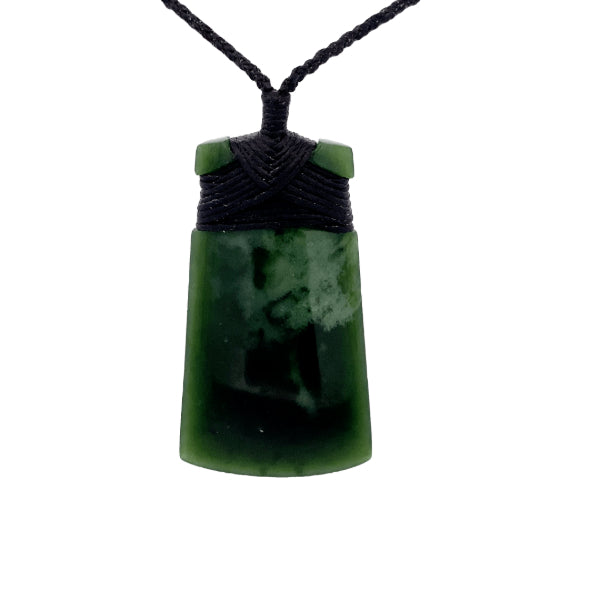 NZ pounamu greenstone polished jade toki necklace by Jayme Anderson