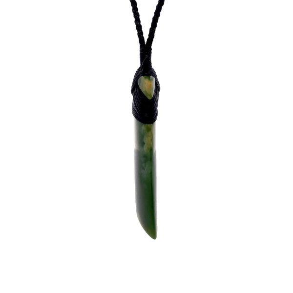 NZ pounamu greenstone flower jade toki necklace