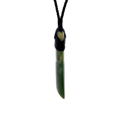 NZ pounamu greenstone flower jade toki necklace