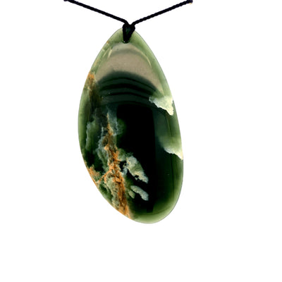 NZ pounamu greenstone freeform drop necklace