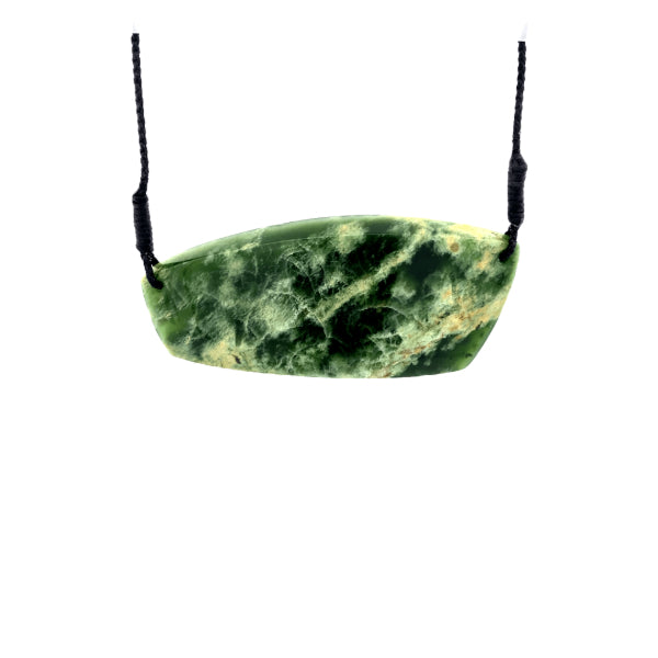 NZ pounamu greenstone freeform flower jade breastplate by Jayme Anderson
