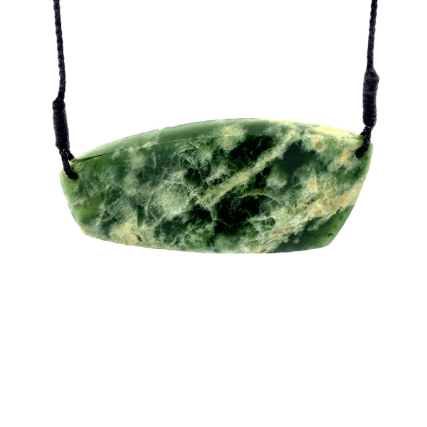 NZ pounamu greenstone freeform flower jade breastplate by Jayme Anderson