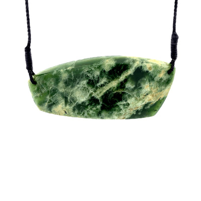 NZ pounamu greenstone freeform flower jade breastplate by Jayme Anderson
