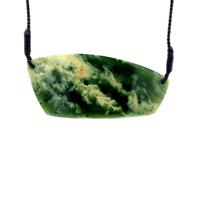NZ pounamu greenstone freeform flower jade breastplate by Jayme Anderson