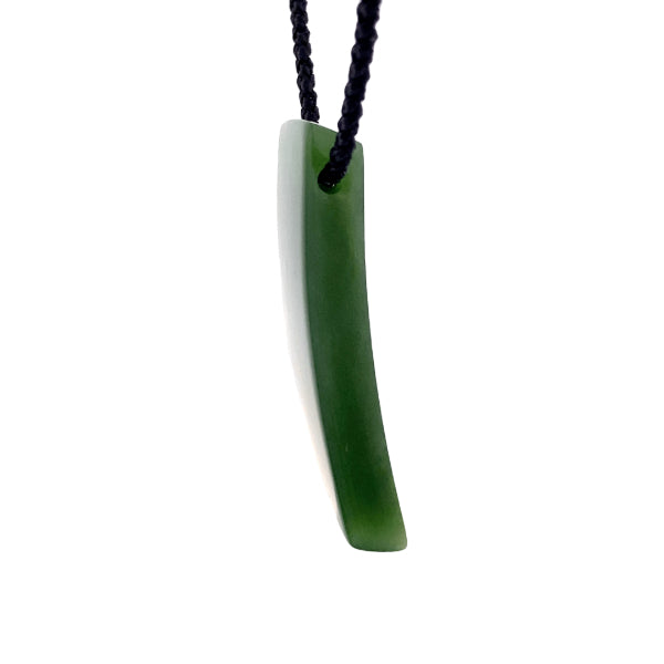 NZ pounamu greenstone freeform flower jade curved drop on slider cord