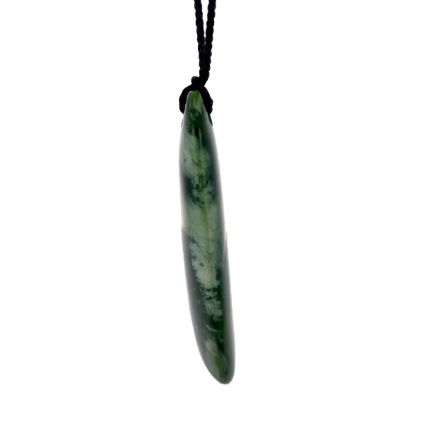 NZ pounamu greenstone freeform drop on plaited slider cord