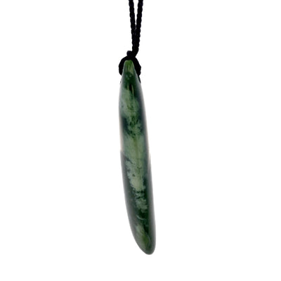 NZ pounamu greenstone freeform drop on plaited slider cord