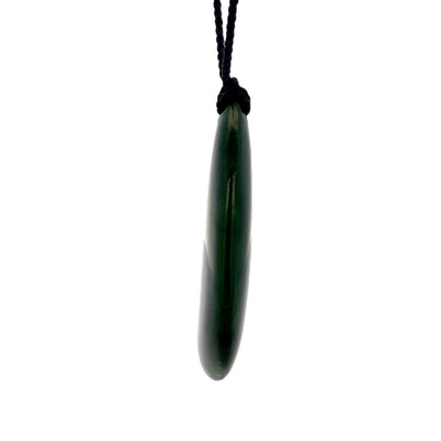 NZ pounamu greenstone freeform drop on plaited slider cord