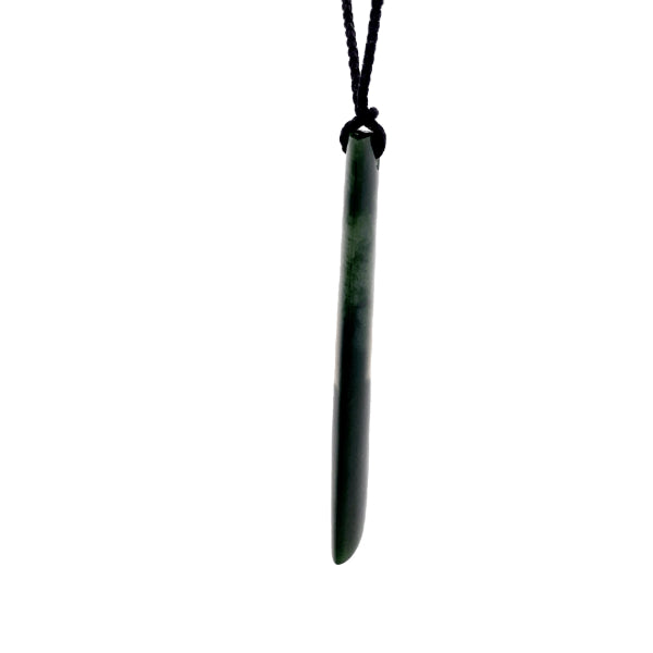 NZ pounamu greenstone drop necklace on plaited slider cord