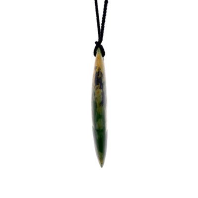 NZ pounamu greenstone flower jade polished drop necklace