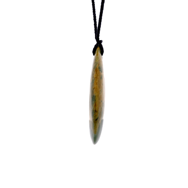 NZ pounamu greenstone flower jade polished drop necklace