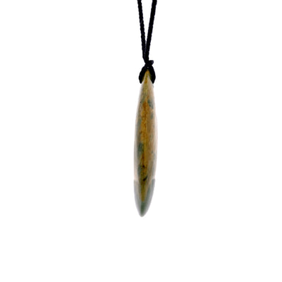 NZ pounamu greenstone flower jade polished drop necklace