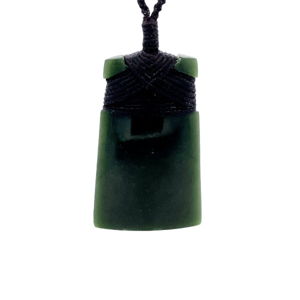 NZ pounamu greenstone bound toki on slider cord by Jayme Anderson