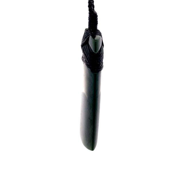 NZ pounamu greenstone bound toki on slider cord by Jayme Anderson