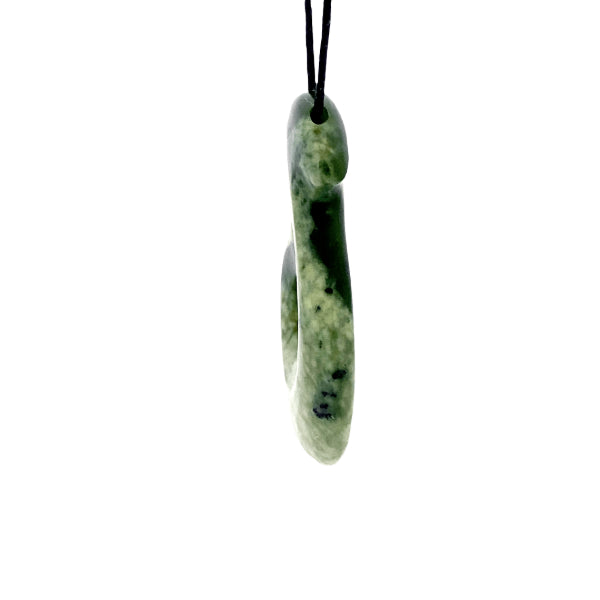 NZ pounamu greenstone hook on slider cord by Aden Hoglund