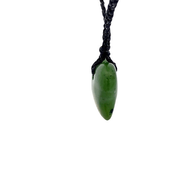 NZ pounamu greenstone heart necklace on cord with toggle