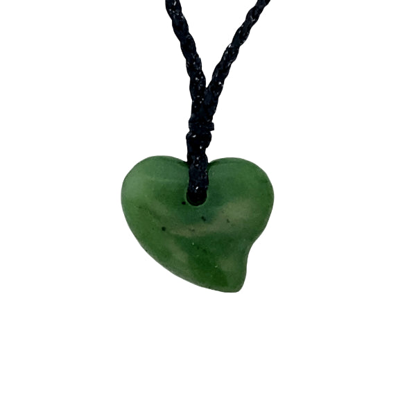 NZ pounamu greenstone heart necklace on cord with toggle