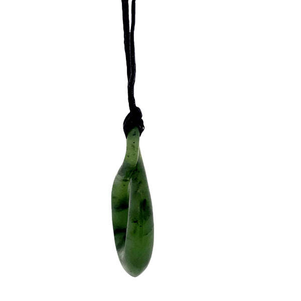 NZ pounamu greenstone twist pendant on slider cord
