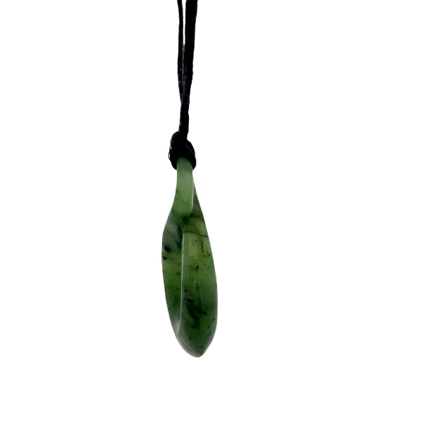 NZ pounamu greenstone twist pendant on slider cord