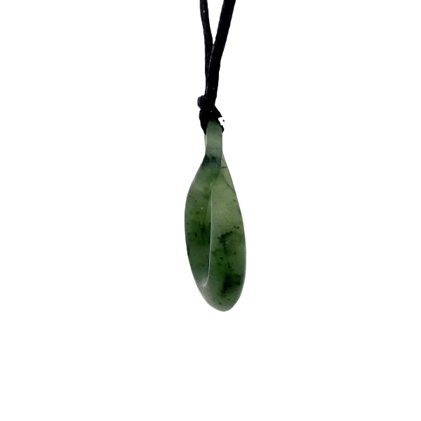 NZ pounamu greenstone twist necklace on slider cord