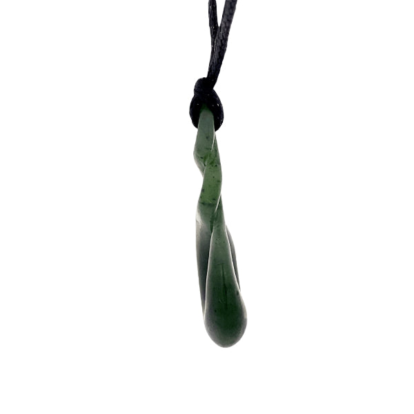 NZ pounamu greenstone double twist pendant on slider cord