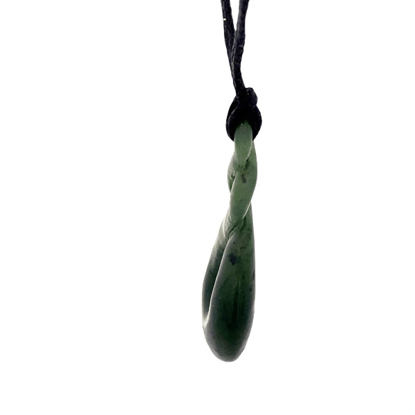 NZ pounamu greenstone double twist pendant on slider cord