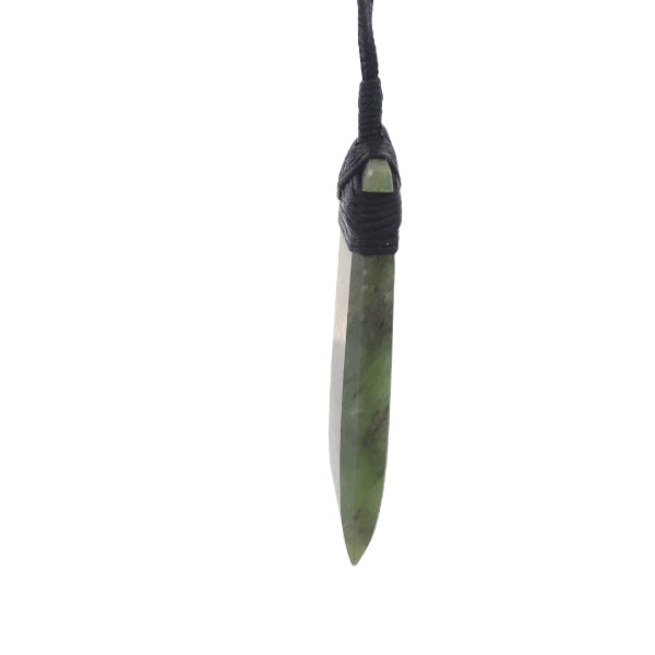 NZ pounamu greenstone toki necklace on slider cord