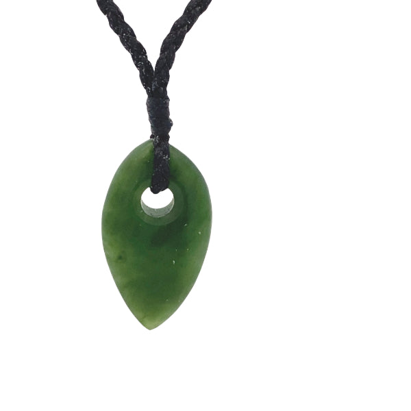 NZ pounamu greenstone pear drop on slider cord