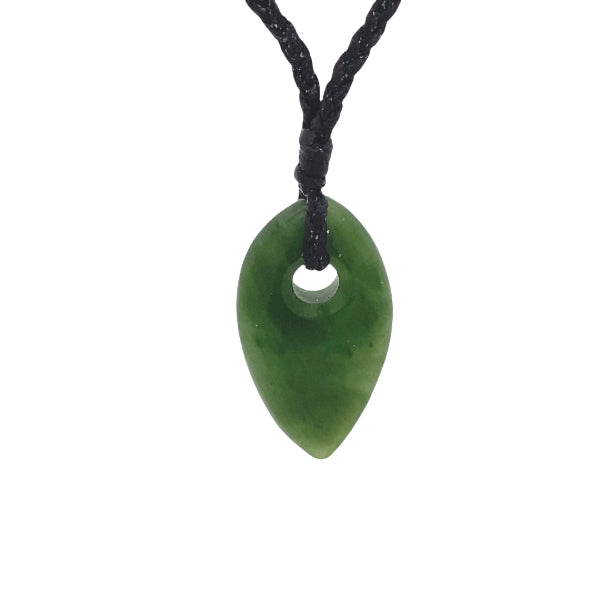 NZ pounamu greenstone pear drop on slider cord