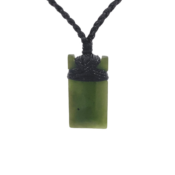 NZ pounamu greenstone small bound toki pendant on slider cord
