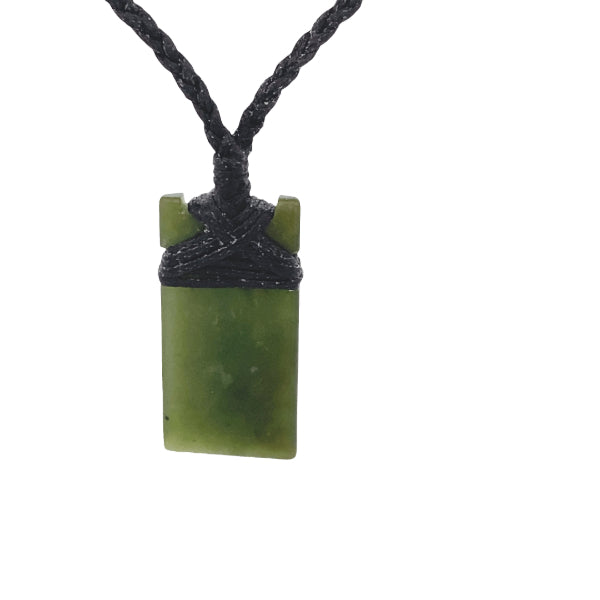 NZ pounamu greenstone small bound toki pendant on slider cord