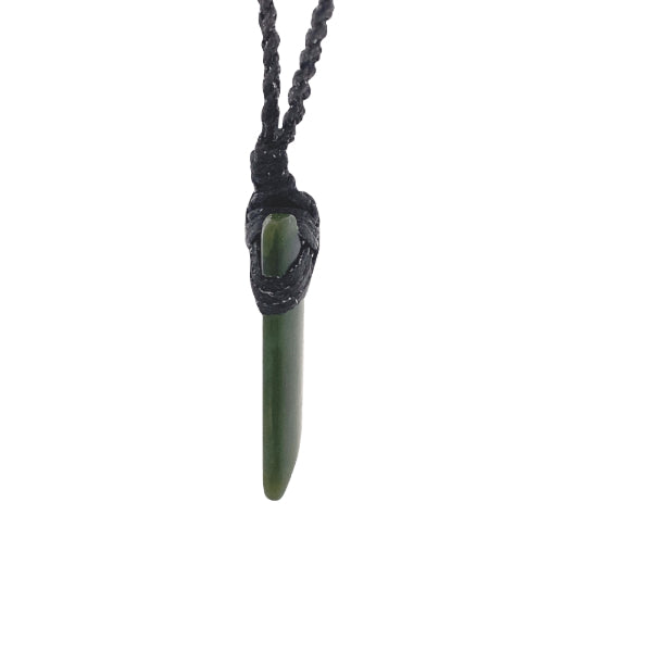 NZ pounamu greenstone small bound toki pendant on slider cord