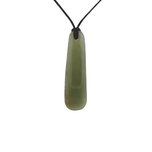 NZ pounamu greenstone rounded drop pendant on slider cord