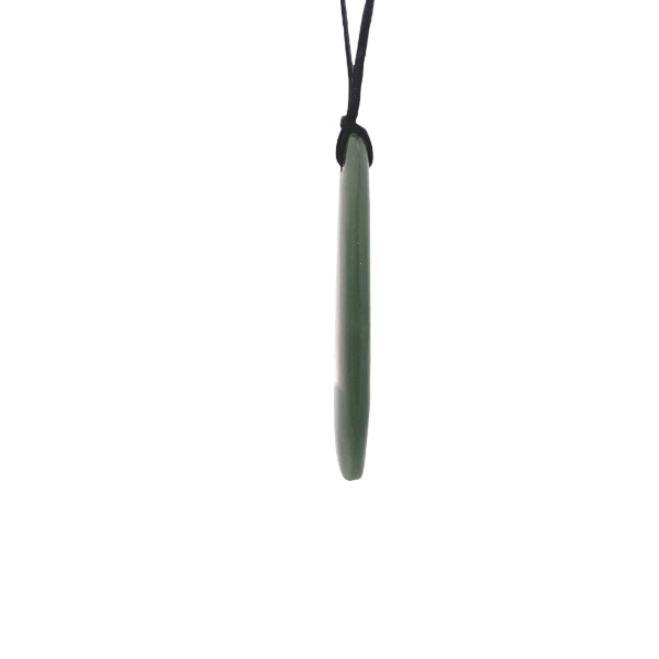 NZ pounamu greenstone rounded drop pendant on slider cord
