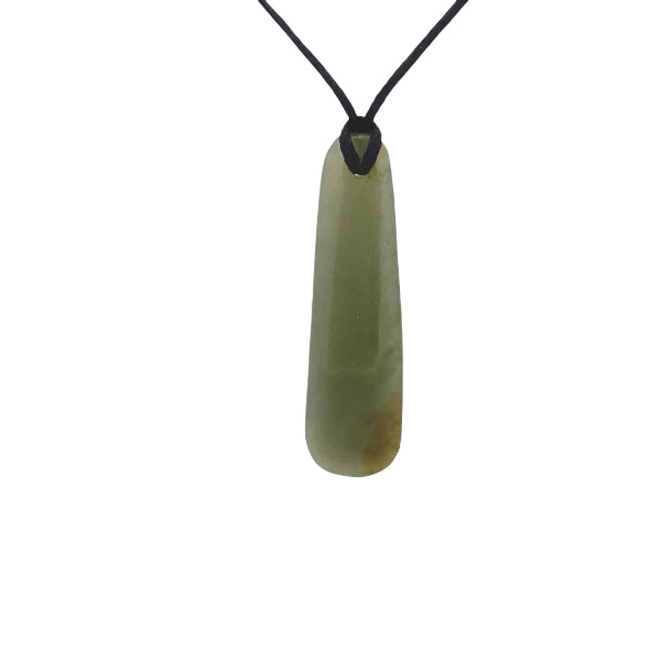 NZ pounamu greenstone rounded drop pendant on slider cord
